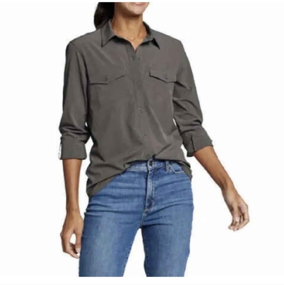 Eddie Bauer Women's Departure 2.0 Long-Sleeve Shirt M dark smoke (thj2)
